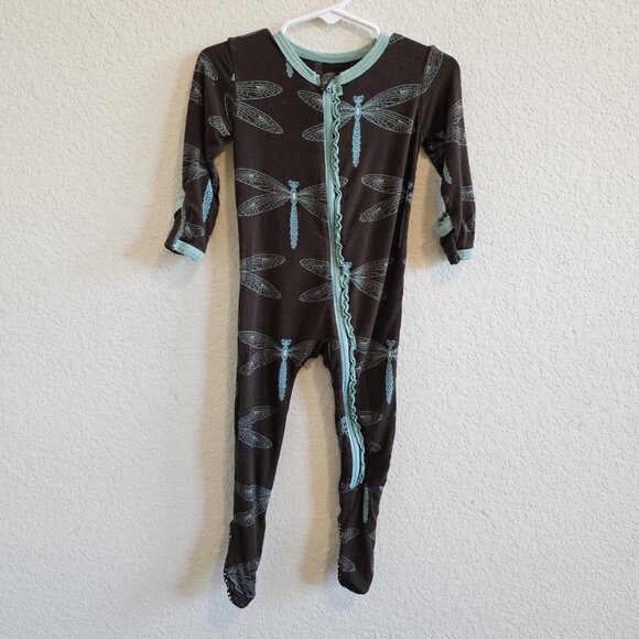 Kickee Pants Dragonfly Brown/Blue Zip Bamboo One Piece Footed Sleeper 6-9M - Picture 2 of 6